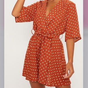 Terracotta Polka Dot Tea Dress
